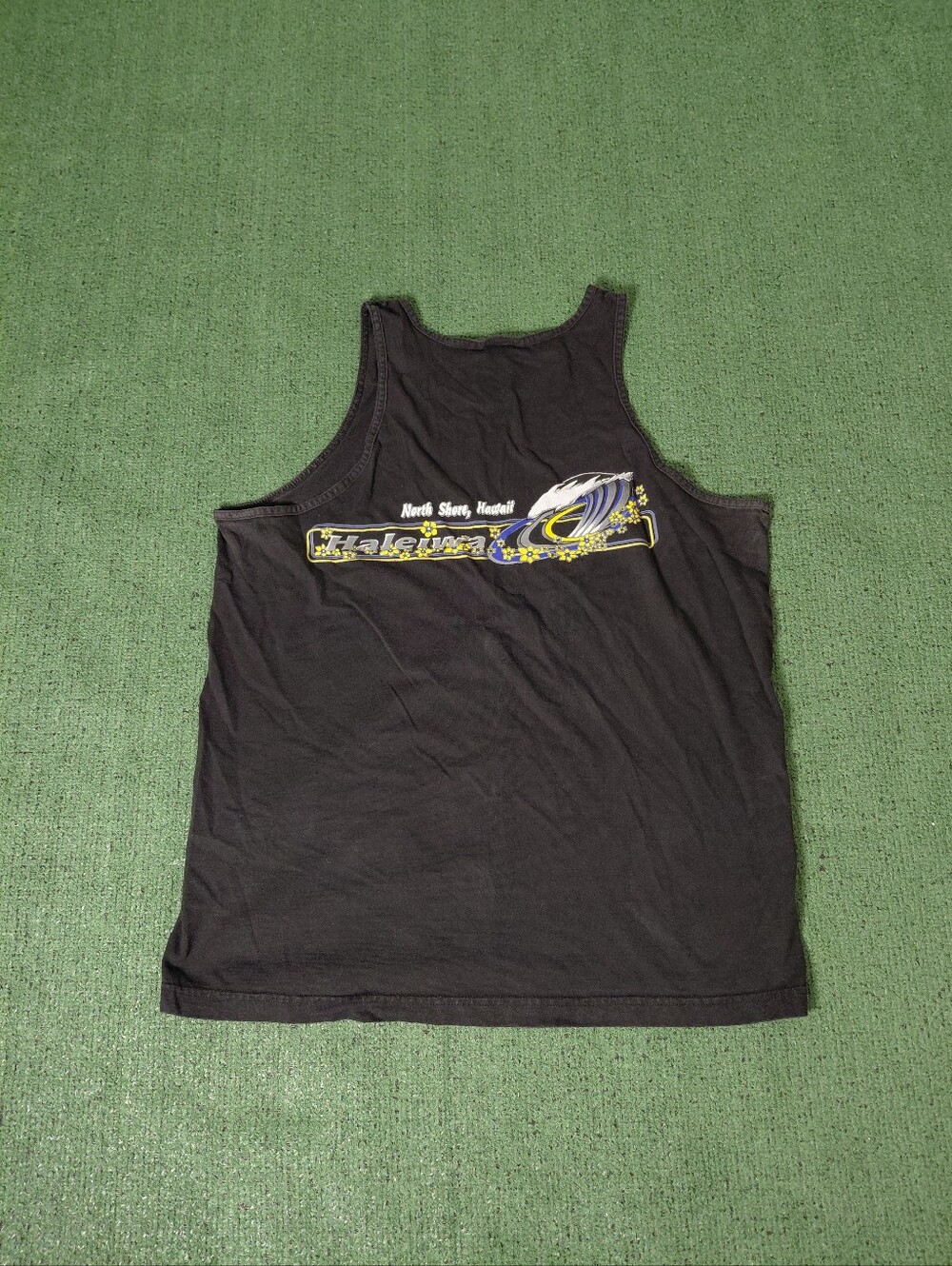 Vintage 2003 North Shore Hawaii Haleiwa Wave Surfing Ocean Y2K Black Tank Top Sz